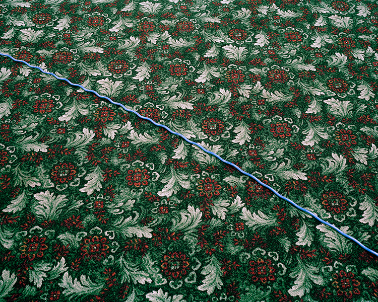 Cord crossing the floral carpet